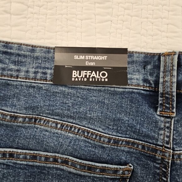 Buffalo David Bitton Evan Jeans Men's 32x32 NEW Medium Wash Straight Stretch NWT - Picture 9 of 16